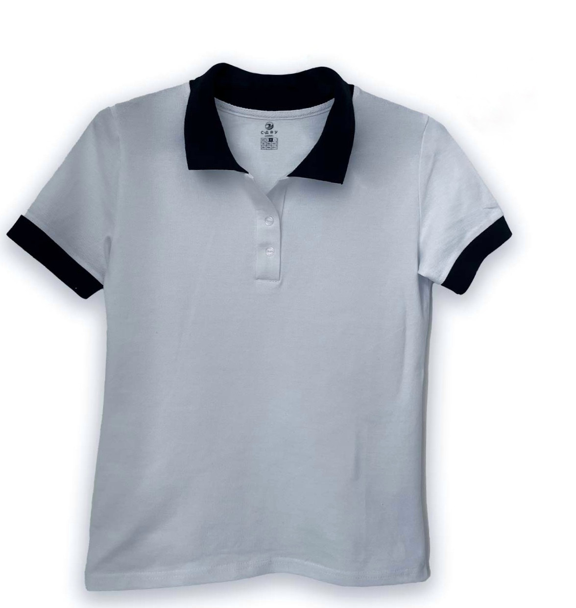 Футболка Polo чоловіча біла двухслойна, розмір 3XL, чорний комірець