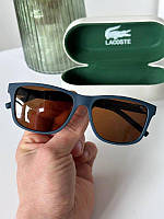 Ретро чоловічі сонцезахисні окуляри ЛАКОСТЕ Polarized в сірій оправі, Коричневі