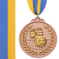 Медаль спортивная с лентой двухцветная Волейбол C-4850 Бронза