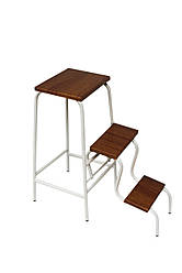 Стілець стрем'янка білий каркас / горіх