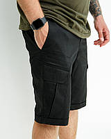 Мужские шорты карго коттоновые повседневные летние Cargo черные | Бриджи с 5 карманами лето Люкс качества
