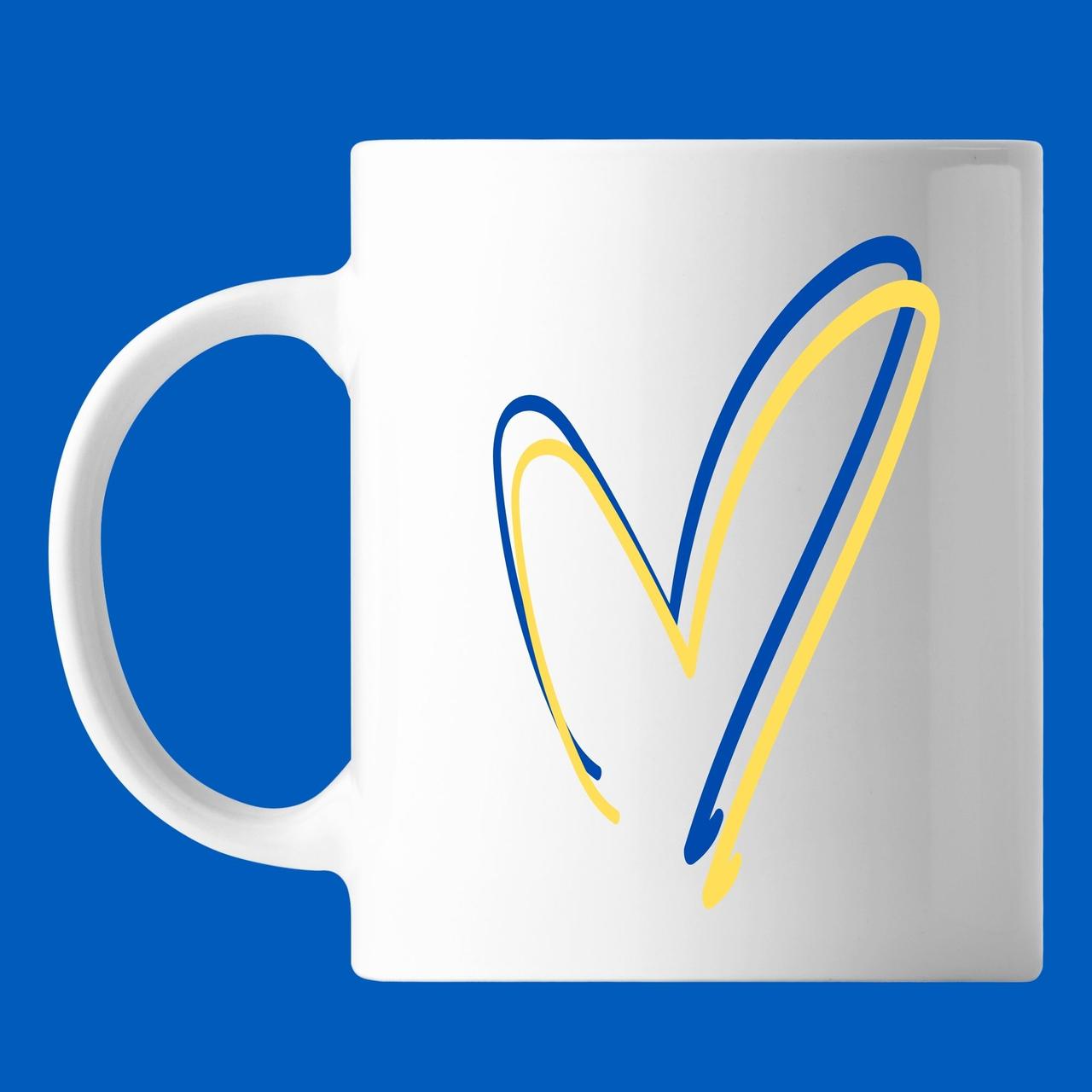Чашка З Україною в серці (синьо-жовтий), кружка з прінтом Орігамі OM 6001