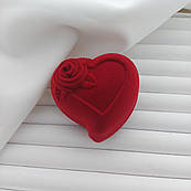 Коробочка для прикрас оксамитова червона серце