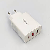 Мережевий зарядний пристрій Baseus Compact Quick Charger 2U+C 30 W EU White CCXJ-E02, фото 2