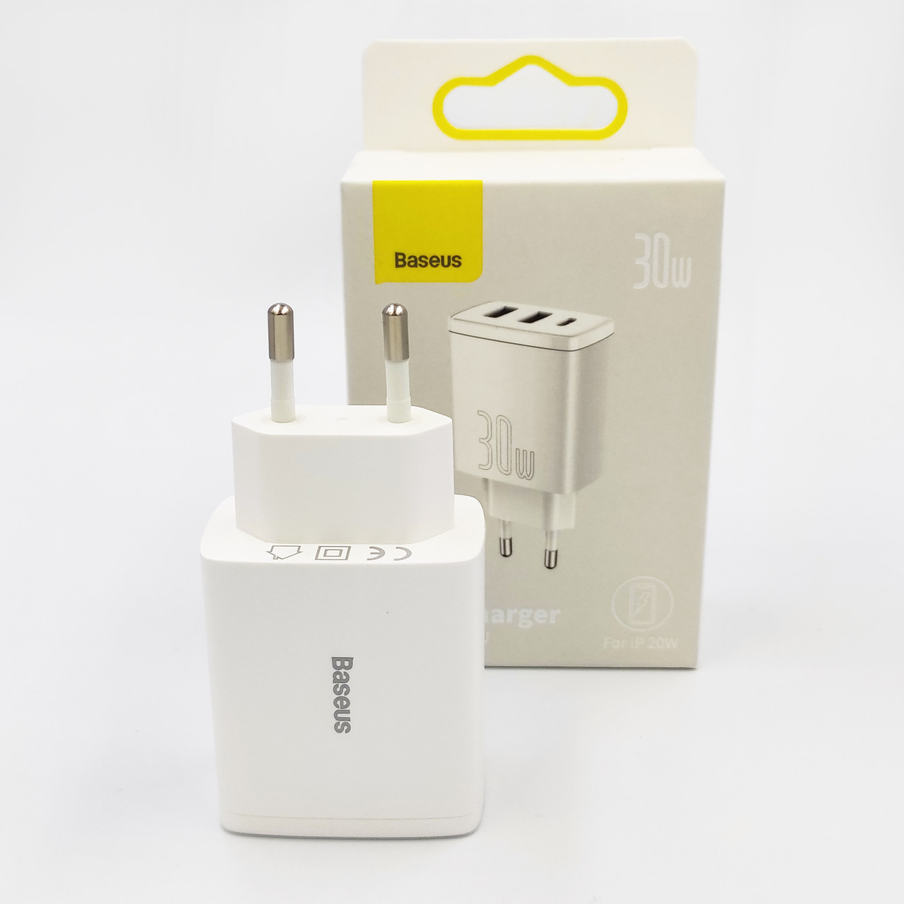 Мережевий зарядний пристрій Baseus Compact Quick Charger 2U+C 30 W EU White CCXJ-E02