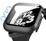 Захисний чохол бампер на Apple Watch 7 8 series на 45 мм чорний, скло захисне для apple watch 45mm з чохлом, фото 2