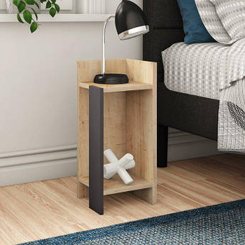 Прикроватний журнальний столик, кофейний столик , Дуб Сонома \ Чорний