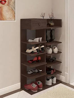 Шафа для взуття ПОН-10, стелаж для дому з ЛДСП 10 відсіків, Венге магія