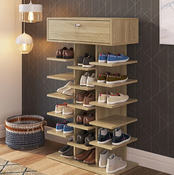 Шафа для взуття ПОН-18, стелаж для дому з ЛДСП 18 відсіків, Дуб Сонома