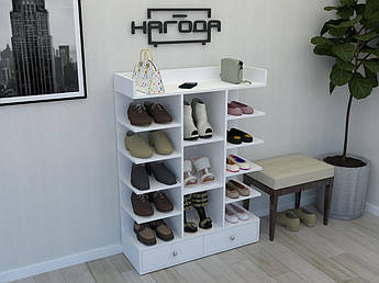 Шафа для взуття ПОН-13, стелаж для дому з ЛДСП 13 відсіків, Білий