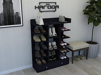 Шафа для взуття ПОН-13, стелаж для дому з ЛДСП 13 відсіків, Чорний