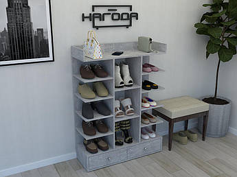 Шафа для взуття ПОН-13, стелаж для дому з ЛДСП 13 відсіків, Бетон індастріал