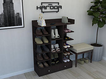 Шафа для взуття ПОН-13, стелаж для дому з ЛДСП 13 відсіків, Венге магія