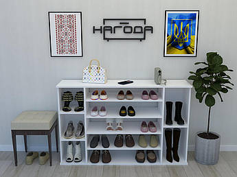 Шафа для взуття ПОН-55, стелаж для дому з ЛДСП 10 відсіків, Білий