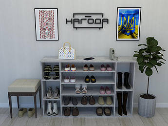 Шафа для взуття ПОН-55, стелаж для дому, з ЛДСП 10 відсіків, Бетон