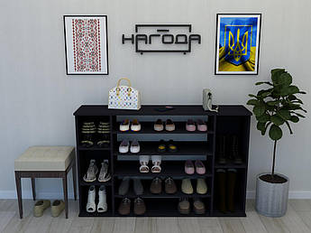 Шафа для взуття ПОН-55, стелаж для дому, з ЛДСП 10 відсіків, Чорний