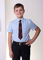 Рубашка классическая голубая для мальчика с коротким рукавом
