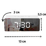 Електронний годинник, дзеркальний настільний годинник з підсвіткою та градусником, білий, The Chestnut, фото 4