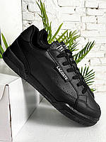 Размер 40,41 Мужские кроссовки Lacoste Black (чёрные) стильные удобные повседневные кроссы LC020