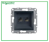 Розетка компьютерная RJ45 cat5e UTP двойная Schneider Electric Asfora Антрацит EPH4400171