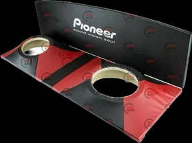 Полиця задня ВАЗ  2108-2109 (акустична) червона з написом "Pioneer" (Кожзам)