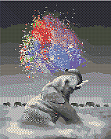 Алмазна мозаїка/вишивка Тварини. Барвистий слон 40*50 см Origami OD 3035