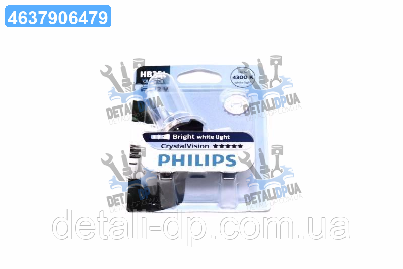 Лампа розжарювання HB3 12V 60W P20d Cristal Vision 1шт blister 4300K (вир-во Philips) 9005CVB1 UA1, фото 1