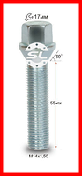 Болт М14*1,5*55 мм Конус Цинк ключ 17