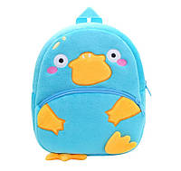 Дитячий рюкзак  жовто - блакитний Качконіс плюшевий для улюблених малюків блакитний м'який іграшка для хлопчика малий текстиль