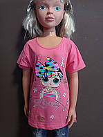 Детская футболка для девочкиТурция Лол розовая Leycin на 7-12 лет