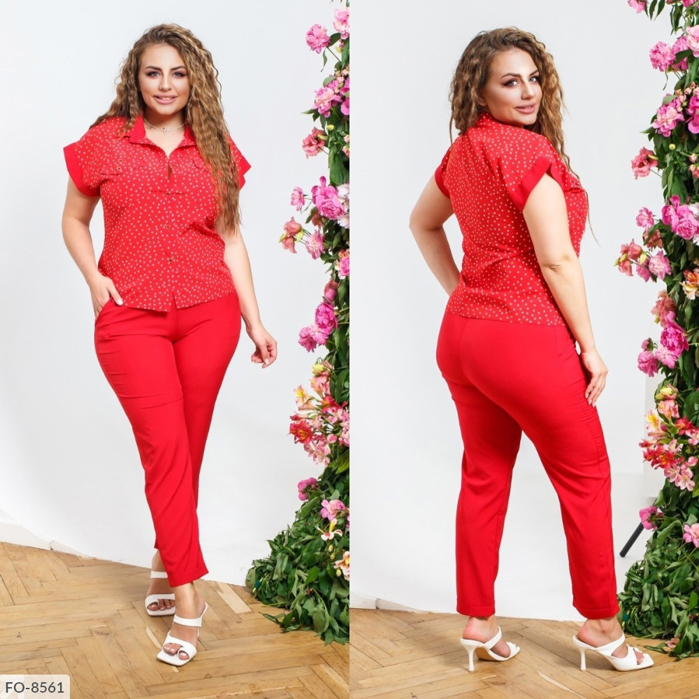 Костюм брючный женский классический деловой летний рубашка с коротким ...