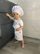 Комплект Фартух та ковпак кухаря дитячий Latte Baby для немовлят 1-3 років Білий, фото 2