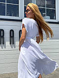 Біла літня сукня міді на ґудзиках з американського крепу, фото 3