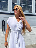 Біла літня сукня міді на ґудзиках з американського крепу, фото 4