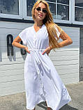 Біла літня сукня міді на ґудзиках з американського крепу, фото 5