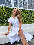 Біла літня сукня міді на ґудзиках з американського крепу, фото 6