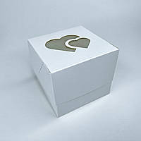 Знижка / *10 шт* / Коробка для 1-го Кекса / 100х100х90 мм / Біла / вікно-2 Серця / лк