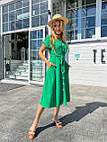 Зелене літнє плаття міді на ґудзиках з американського крепу, фото 5