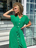 Зелене літнє плаття міді на ґудзиках з американського крепу, фото 2