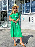 Зелене літнє плаття міді на ґудзиках з американського крепу, фото 4