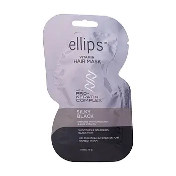 Маска для волосся шовкова ніч з прo-кератиновим комплексом Ellipa Silky Black 18 мл