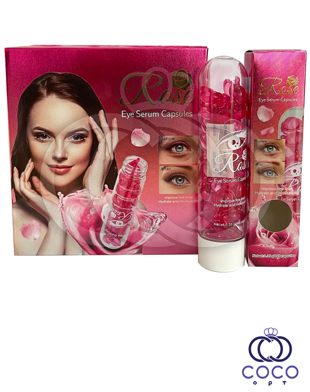 Відновлювальна сироватка для очей з екстрактом морських водоростей і троянди Rose Eye Serum Capsule в капсулах, фото 1