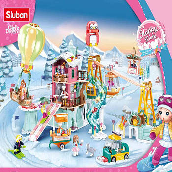 Конструктор Sluban Happy Diary Лижний майданчик (фігурки, машинка, кафе, 1065 деталей) M38-B0962