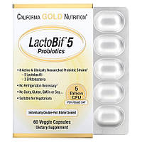Пробиотики и пребиотики California Gold Nutrition LactoBif 5 Probiotics, 60 вегакапсул