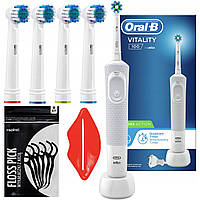 Електрична зубна щітка Oral-B Braun Vitality 100 Біла + насадки