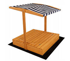 Пісочниця дерев'яна з навісом 120 x 120 x 22 см