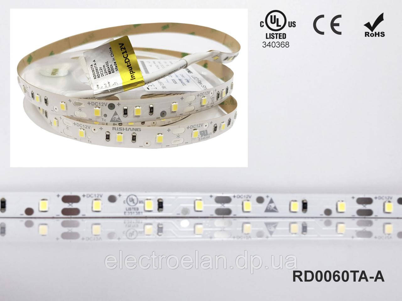 LED стрічка RISHANG 60-2835-12V-IP33 12W 1000Lm 4000K 5м (RD0060TA-A)