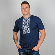 Футболка-вишиванка чоловіча "Француз" синій, фото 2