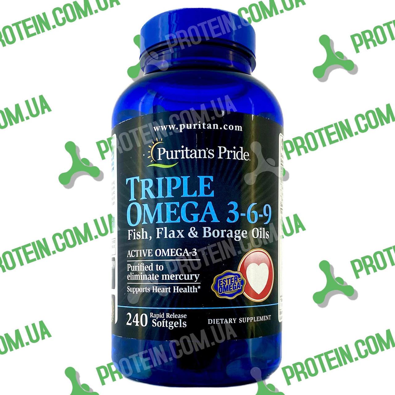 Омега Жирні Кислоти Puritans Pride Triple Omega 3-6-9 240 капс