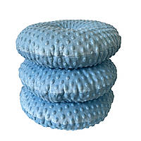 Набір дитячих подушок 3 шт. на підлогу з плюшу для НУШ, саду та дому від TM Minky Home 30*30 см Блакитний